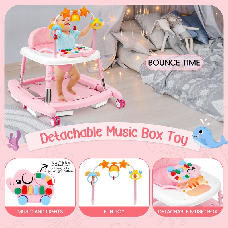 Convertible 5-in-1 Baby Walker with Music & Rocking Modes