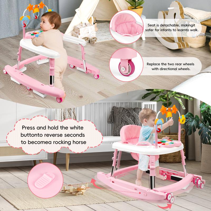 Convertible 5-in-1 Baby Walker with Music & Rocking Modes