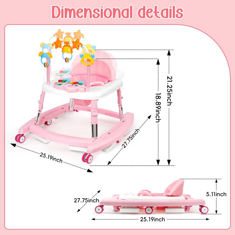 Convertible 5-in-1 Baby Walker with Music & Rocking Modes